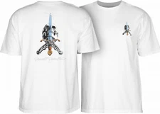 Powell Peralta SKULL AND SWORD Skateboard T Shirt WHITE