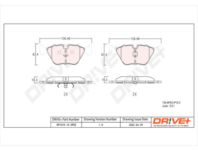 DR!VE+ DP1010.10.0955 BRAKE PAD SET, DISC BRAKE FRONT AXLE FOR BMW MG