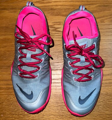 Nike Lunar Cross Element Silver Gray & Hot Pink Running Shoes 653528-003 Sz 7.5