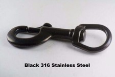 Bolt Snaps Scuba Diving 316 Marine Grade Black Stainless Steel Swivel Hook Clip