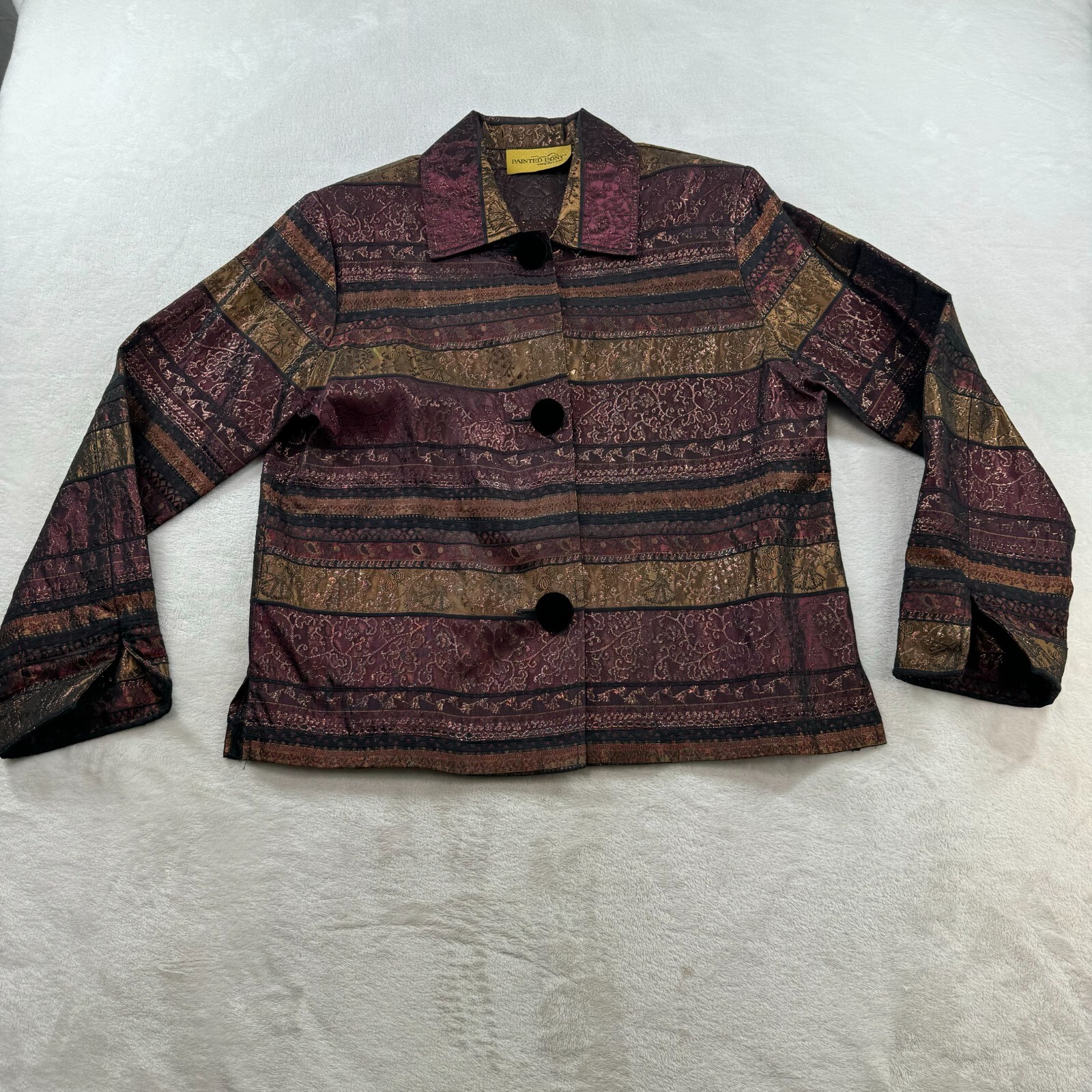 Giacca floreale pony dipinta taglia: XS? (Etichetta senza taglia vedi foto per misure)