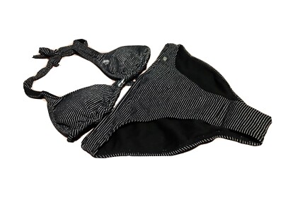 Protest Comic Halterneck Bikini Set Size Uk 12 Medium True Black/Silver 