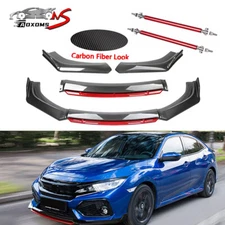 Front Bumper Lip Splitter Spoiler Strut Rod Body Kit for Honda Civic Si EX EX-L