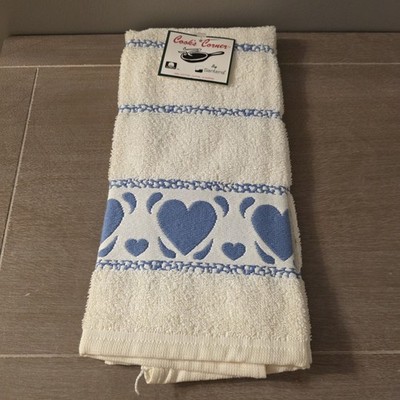 Vintag Santen's Blue Hearts Cotton Kitchen Towel Grandmacore Cottagecore