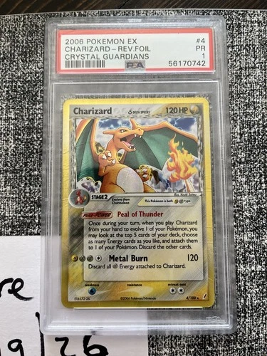 PSA ERROR SLAB  Charizard Crystal Guardians 2006 HOLO Rare PSA 1 #4/100 English