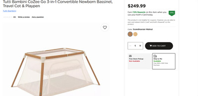 Tutti Bambini CoZee Go 3-in-1 Convertible Newborn Bassinet, Travel Cot & Playpen
