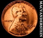 1954 Lincoln Wheat Cent - Red Choice Gem Brilliant Unc  Semi-key  #K4131