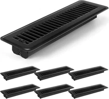 Tandefio 6 Pcs 2" x 12" Floor Register Vent Covers Metal Heavy Duty Black 