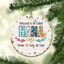 Custom Christmas Blessed To Be Called Grandma Ornament, Custom Grandma Nana M...