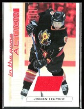 Jordan Leopold 2002-03 In The Game Action Fall Expo RC /1 Jersey #M-48 Calgary