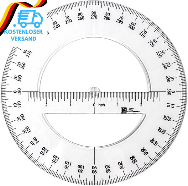 360-Grad-Winkelmesser, Kunststoff-Winkelmesser, Mathematik-Winkelmesser, Klares-image