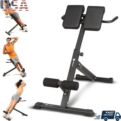 Full Body Roman Chair Hyperextension Bench Adjustable Core Machine Folds Storage
