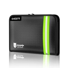 6400°F Fireproof Zipper Pouch Bag(10.8"x7.4"),Water-Resistant Zip Money Bag w...