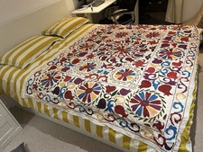 Antique Vintage  Uzbek Embroidery Suzani Bed Cover, Bedspread 185x149cm (13)