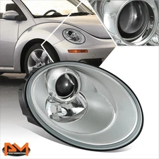 For 06-11 Volkswagen Beetle Passenger Side Chrome/Clear Projector Headlight Lamp