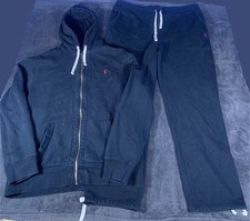 Polo Ralph Lauren Black Full-Zip Fleece Sweatsuit Set Hoodie Joggers, Size 2XL