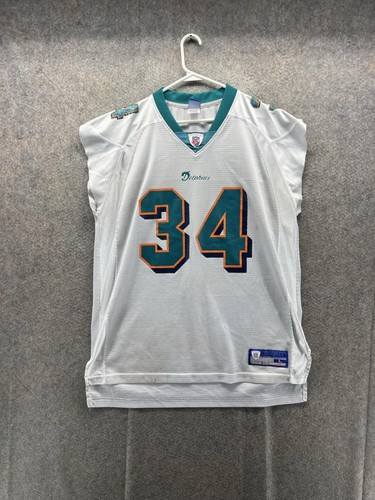 Miami Dolphins Jersey Mens Large White NFL Football Reebok On Field Equipment 34