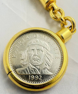 Schlüsselanhänger Che Guevara Münze 1992 Metall vergoldet Vintage Stil