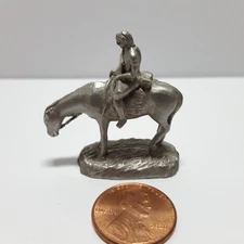 Vintage '86 Rawcliffe Pewter Native American Indian On Horse With Rifle Figurine
