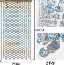 2 pcs Disco Ball Foil Curtains (2 Pack, Silver, 3.3 ft x 6.6 ft) for B