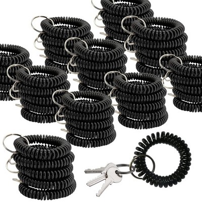 50PCS Keychain Wristlet Wrist Keychain Wristband Elastic Stretchable Spiral B...