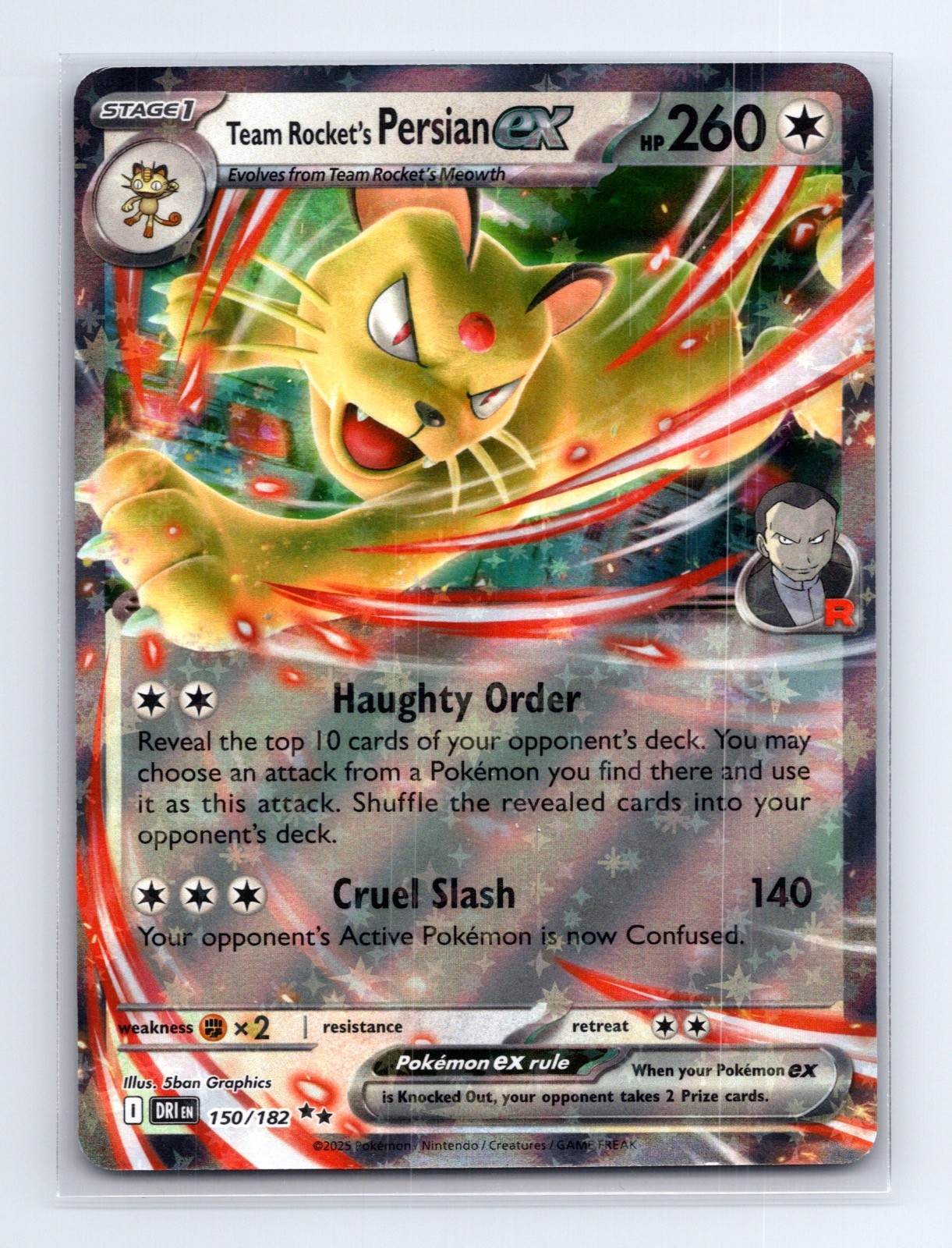 Team Rocket's Persian ex 150/182 Double Rare Destined Rivals Pokemon Near Mint