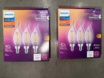  2-Packs Philips BA11 40W 300 Lumens Soft White Warm Glow Medium Base Bulbs 6pcs