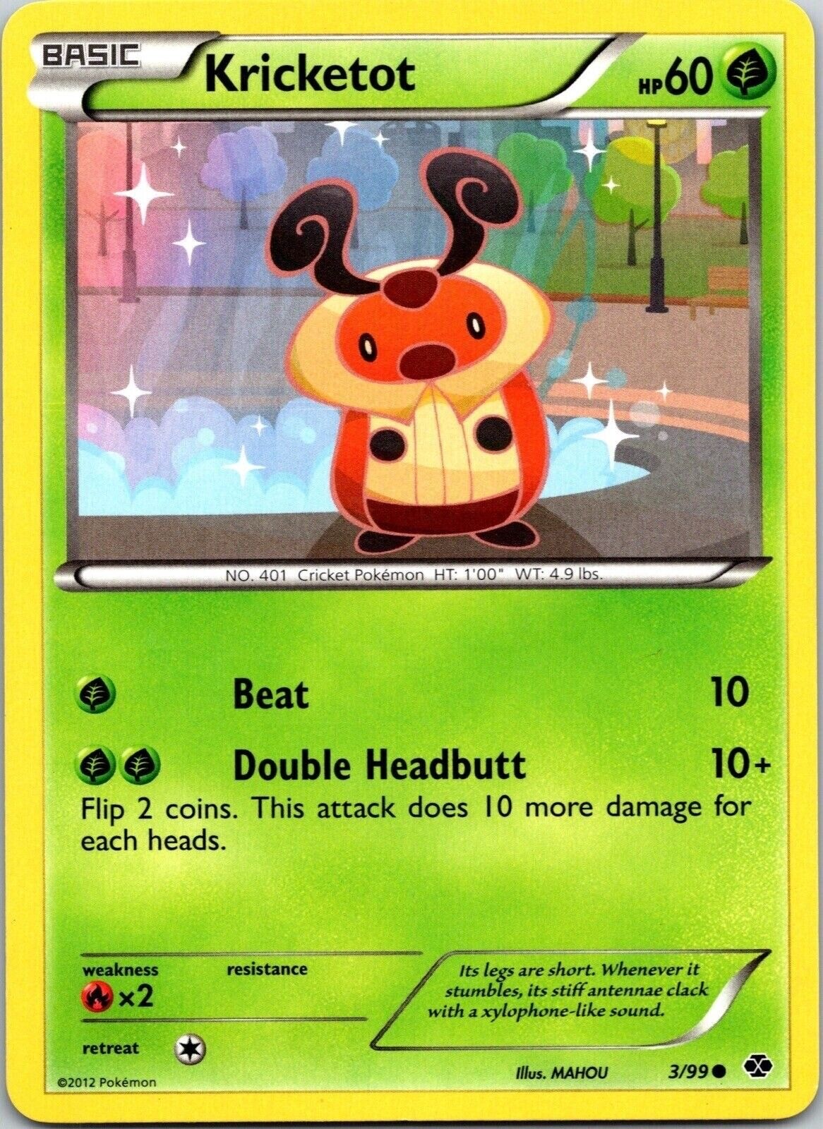 Kricketot 3/99 Regular Next Destinies Pokemon TCG CCG Nintendo Common 2012