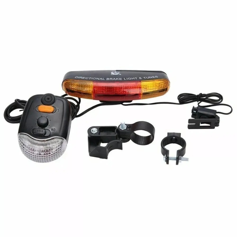 LED Bike Bicycle Cycling Tail Rear Turn Signal Light Lamp Indicators w/Horn