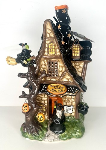 HALLOWEEN WITCHES BREW PUB CANDLE HOUSE-BLUE SKY CLAYWORKS VERY UNIQUE & RARE