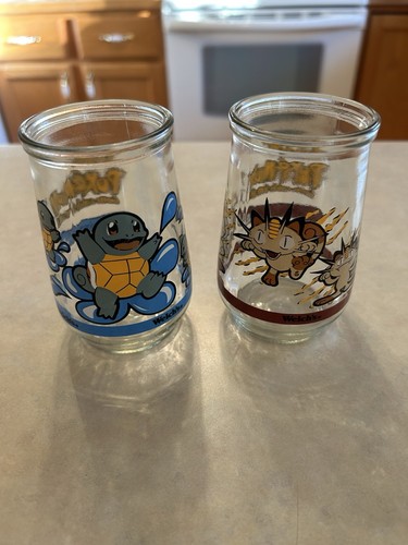 4” Glass Jars (1999) Welch’s Pokemon #07 Squirtle & #52 Meowth
