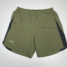 Under Armour Gym Shorts Green HeatGear Fitted Lined Performance Men's Large UA
