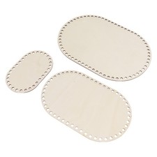 3Pcs Wooden Basket Bottom Oval Blank Solid Crochet Basket Wood Base For DIY US