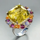 Jewellery 25 ct+ Natural Lemon Quartz Ring 925 Sterling Silver Size 8 /R468887