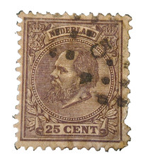 Rare early 1872 King William III 25 cent stamp Scott #28 classic