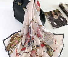 100 Silk Mulberry 180X65cm Scarf Women Neckerchief Wrap Green Totem Print new