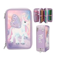 Depesche - Ylvi 3 Fach Federtasche Einhorn Mit Appliziertem FlÜGel GefÜLlt Neu