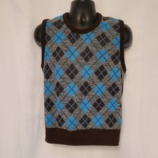 VTG 60s Men's Montgomery Ward Brown Argyle Sweater Vest Wintuck Orlon Size M