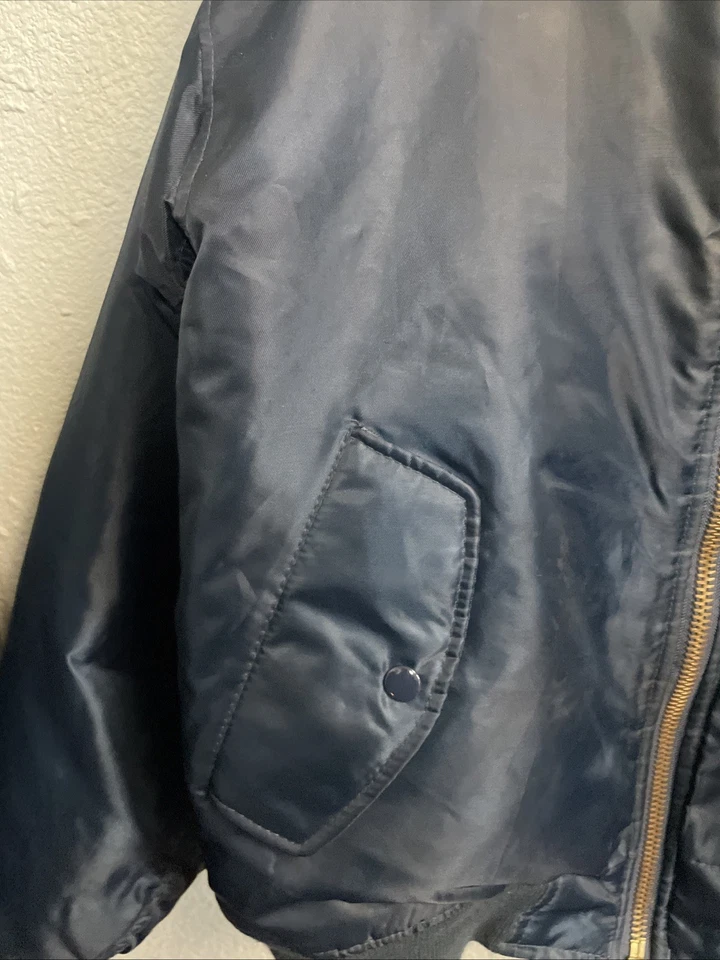 Chaqueta Bomber Ma-1 Azul Estilo Vintage Repro Militar Azul Marino Utilidad Talla XL Foto 2 de 4