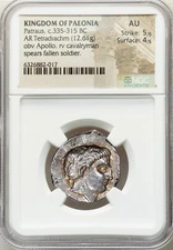 KINGDOM OF PAEONIA Patraus, c.335-315 BC AR Tetradrachm APOLLO NGC AU 5/5 4/5