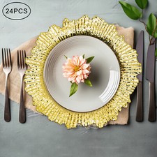 24pcs 13" Chargers Plate Round Gold Salad Reef Plate for Wedding Dinner Decor