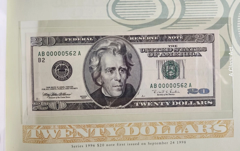 1996 Premium Federal Reserve Set of 12 (Districts) $20 Notes 4 digits SC270 - Image 4 of 4