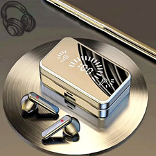 Bluetooth Earphone Mirror Case Digital Display Earbuds Touch Control Headphones