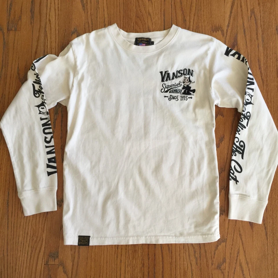 VANSON Rare FELIX THE CAT Collaboration Long Sleeve Top Pullover Sz S - Изображение 2 из 4