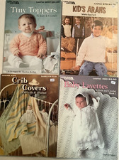 4 BOOKS, Tiny Toppers 2001, Kid's Arans 670, Crib Covers, 126, Baby Layettes