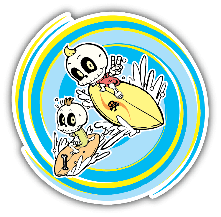 Bone Surf Funny Cartoon Car Bumper Sticker Decal