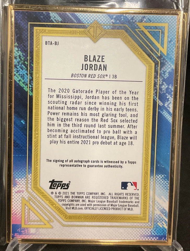 2021 Bowman Transcendent Gold Blaze Jordan 15/20 Autograph Jersey # Card! - Image 2 of 2