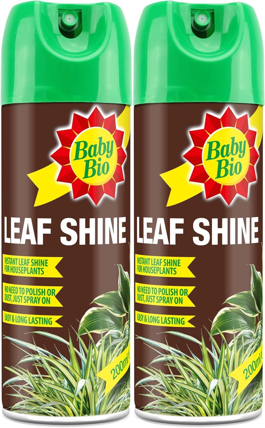 2x Baby Bio Leaf Shine Long Lasting Ready to Use Indoor Houseplant Spray 200ml