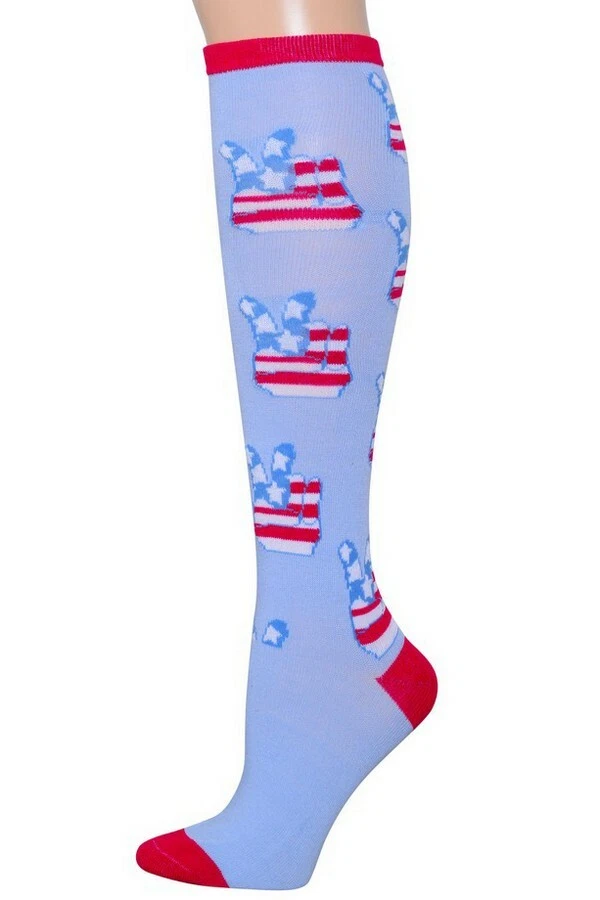 2 PARES CALCETINES HASTA LA RODILLA MUJER NIÑA MULTICOLOR SIGNO DE LA PAZ NOVEDAD TALLA 9-11 Foto 3 de 4