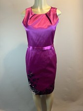 NWT $248 TAHARI MAGENTA FLORAL SLEEVELESS BELTED SLIMMING PLEATS SHEATH DRESS 6